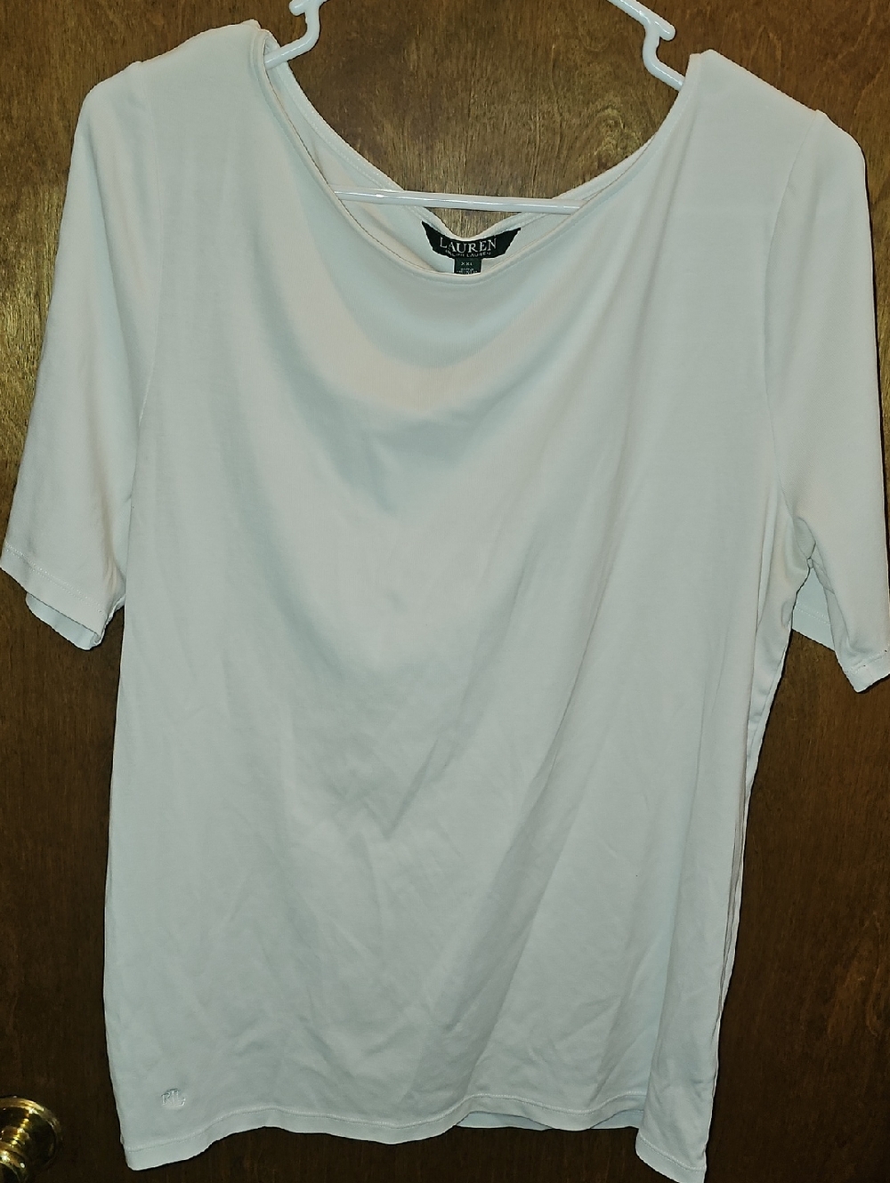 Lauren Ralph Lauren White 3/4 Sleeve Tee with Boat Neck